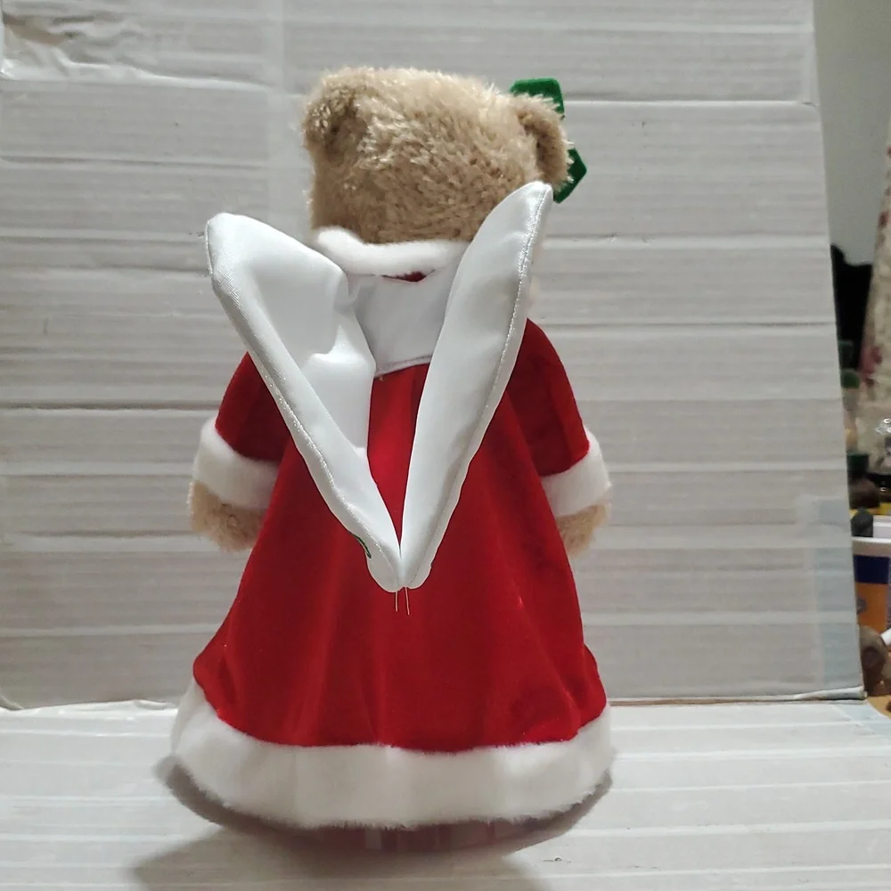 ANGEL Teddy Bear tree Topper  in Red Santa Outfit